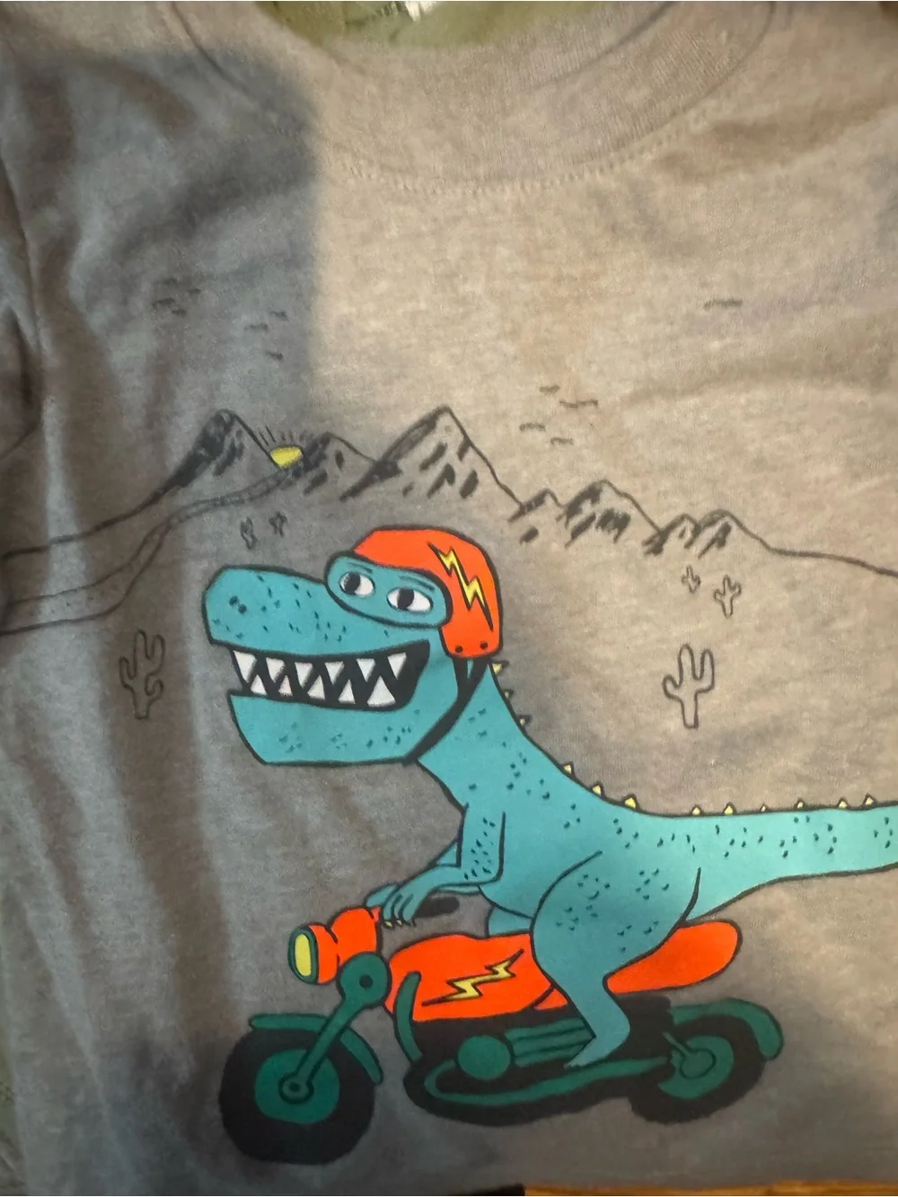 Toddler Dinosaur Moto Tee and Dino Bodysuit Set - Gray & Olive 12-Month